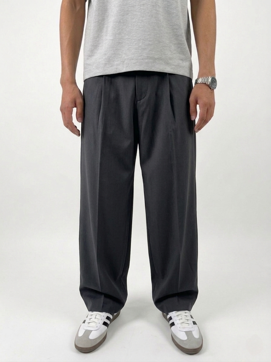 Dark grey Pleated Pants